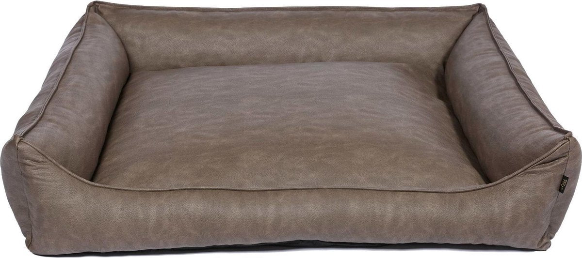 snObbs Buffalo XL Hondenmand - Hypoallergene Hondenbank - Makkelijk Schoon te Maken Hondenkussen – Lederlook Design Hondenbed – 130 x 105 x 28 - Bruin