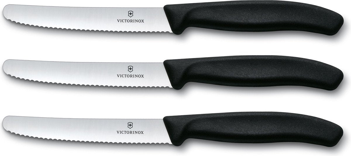 Victorinox Tafelmessen - Zwart - 3 Stuks - Nieuw model