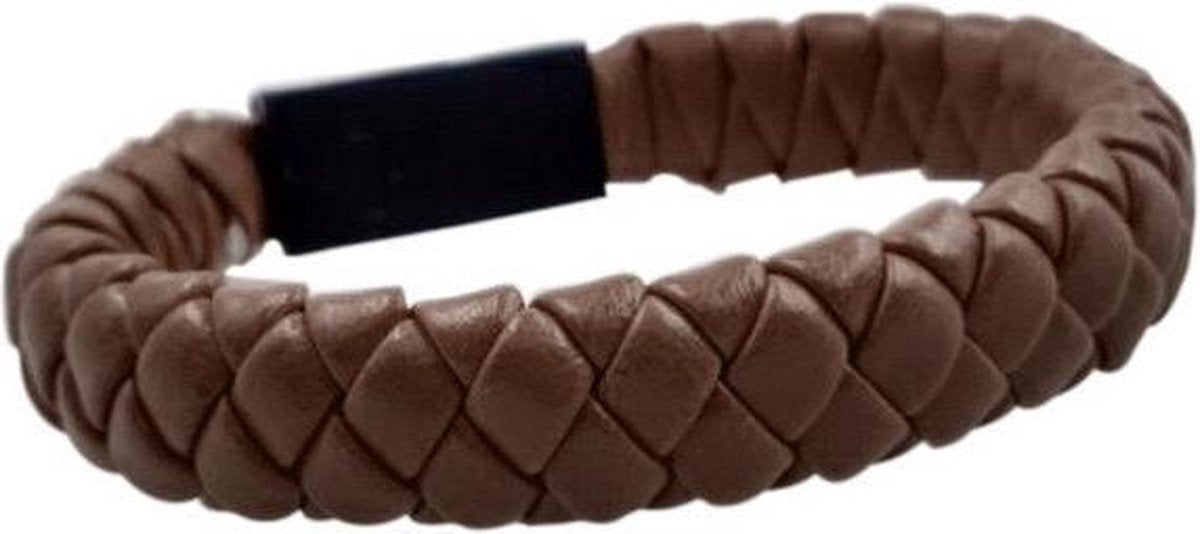 USB Leren Gevlochten MicroUSB armband Bruin