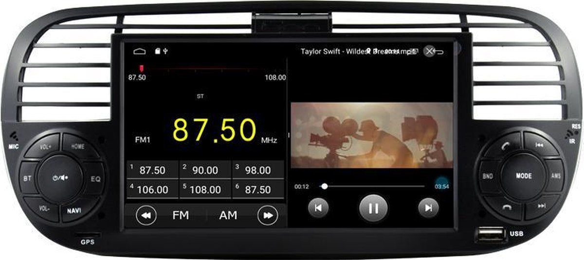 Android 10 Navigatie Fiat 500 carkit usb touchscreen