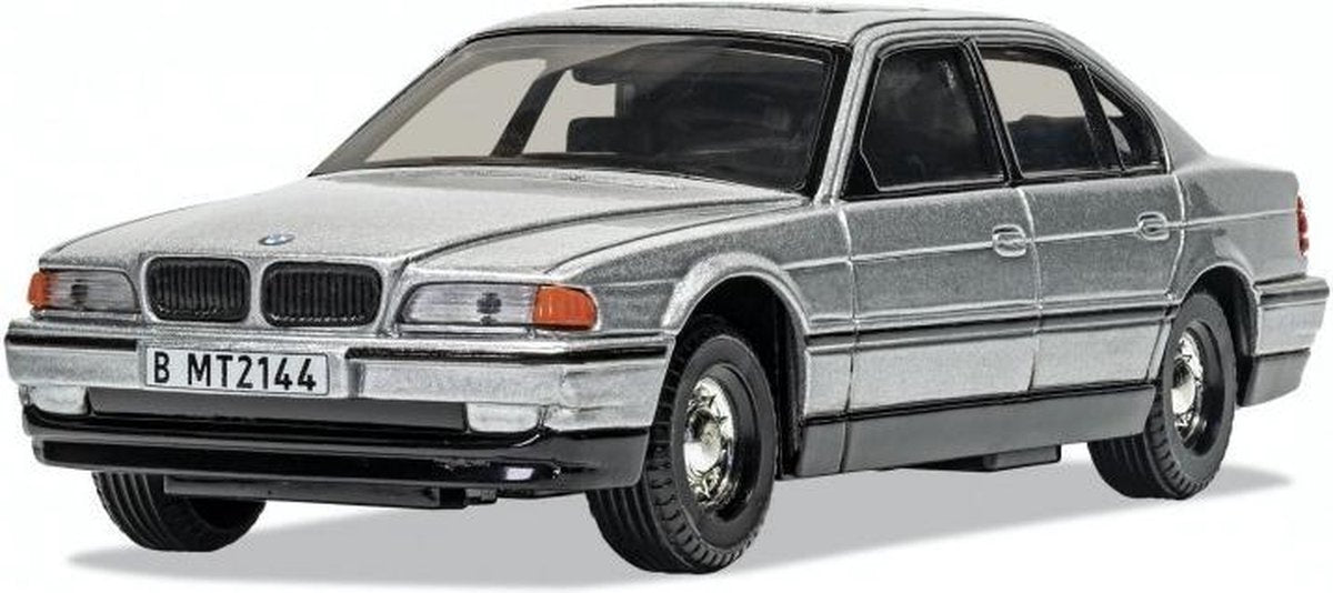 Modelauto BMW 750i James Bond films 14 x 5 x 4 cm zilver - Schaal 1:36 - Speelgoedauto - Miniatuurauto - Bekende auto - Filmauto