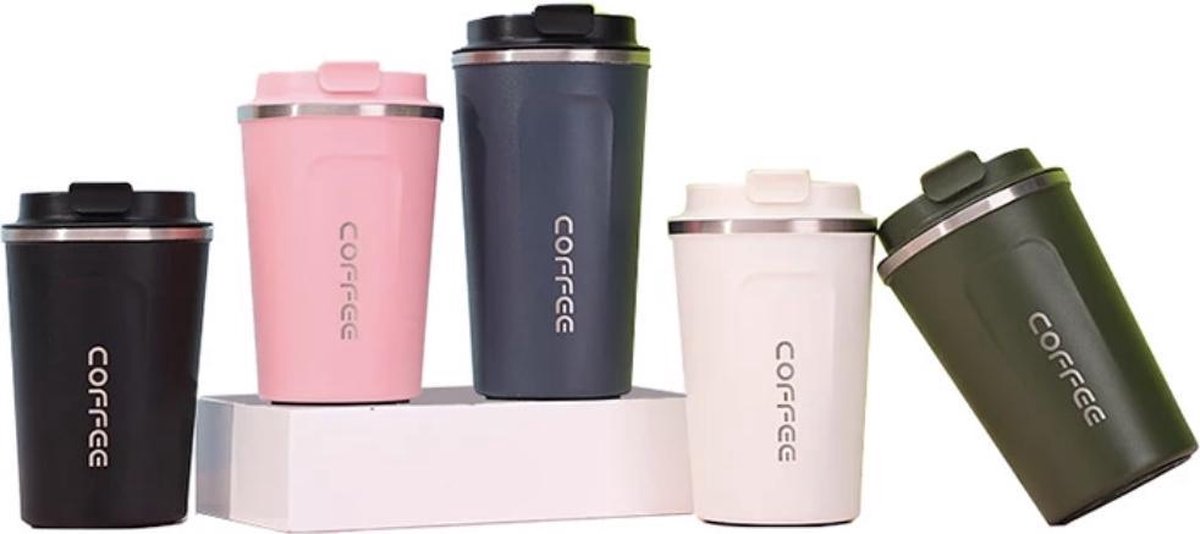 Koffiebeker To Go - RVS thermosbeker - Drinkfles - Herbruikbare koffiebeker - 500 ml - Zwart