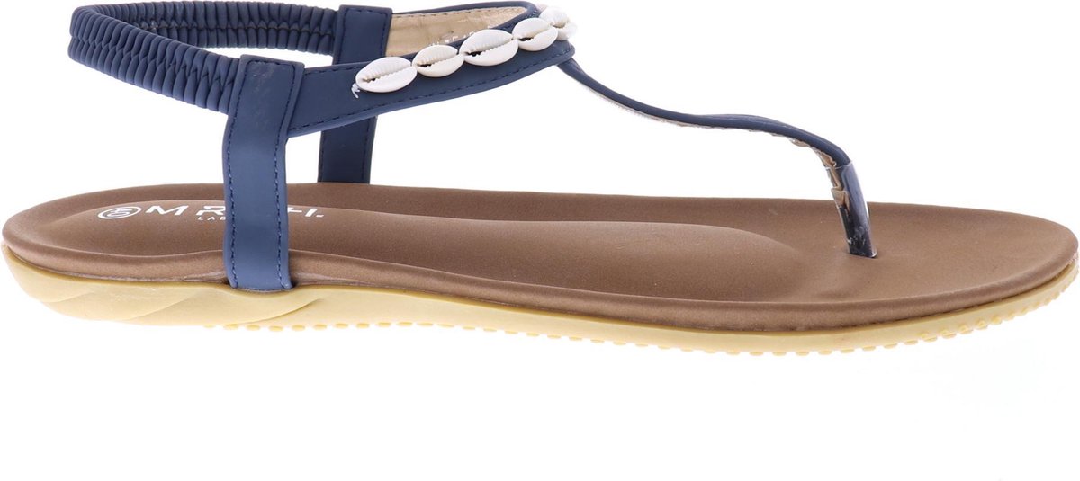 Mrch Label Nikki Slippers Dames - Donkerblauw - Schelpjes - Maat 37