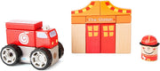 Houten Brandweer auto / Bouwblokken met geluid 26 Cm