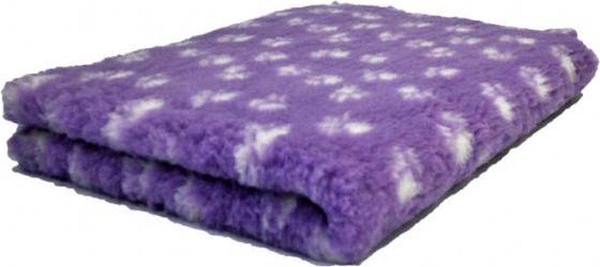 Vetbed - Dierenmat - Hondendeken - Lila Met Witte Voetprint Latex Anti-Slip 150x100cm