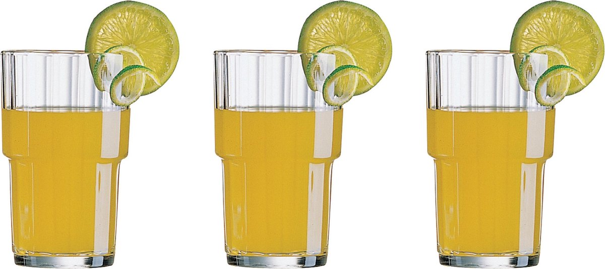 24x Stuks stapelbare waterglazen/drinkglazen transparant 320 ml - Waterglas/drinkglas/sapglas