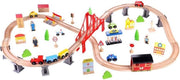Tooky Toy Treinset junior hout naturel 70-delig