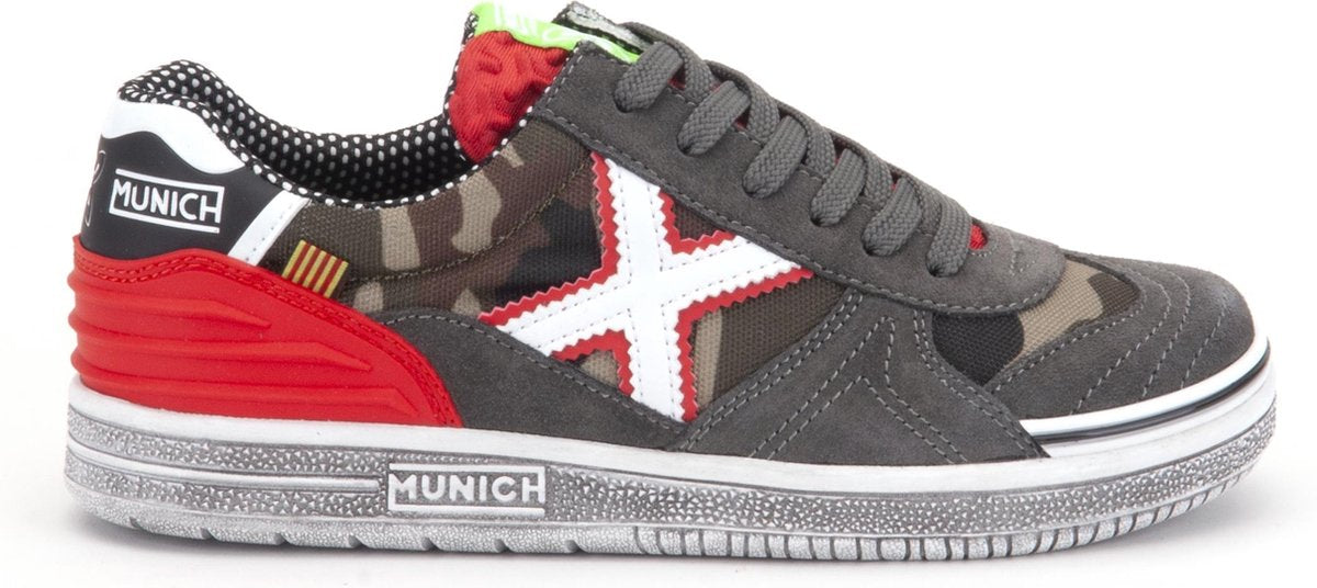 Munich Kids Sneakers - Camo grey/Red - Maat 32