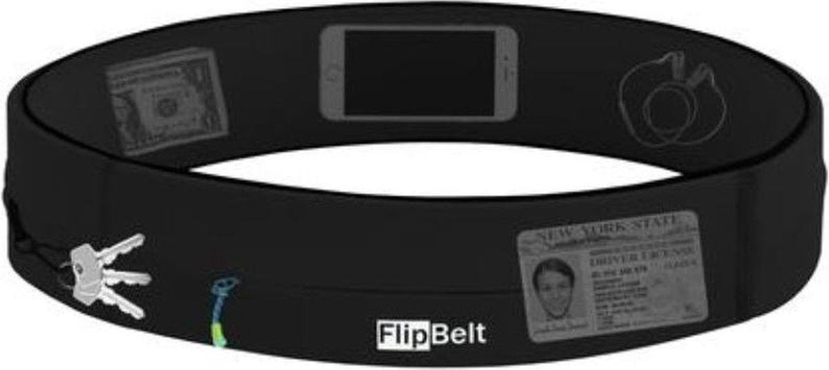 Flipbelt Zipper Zwart - Running belt - Hardloopriem - L