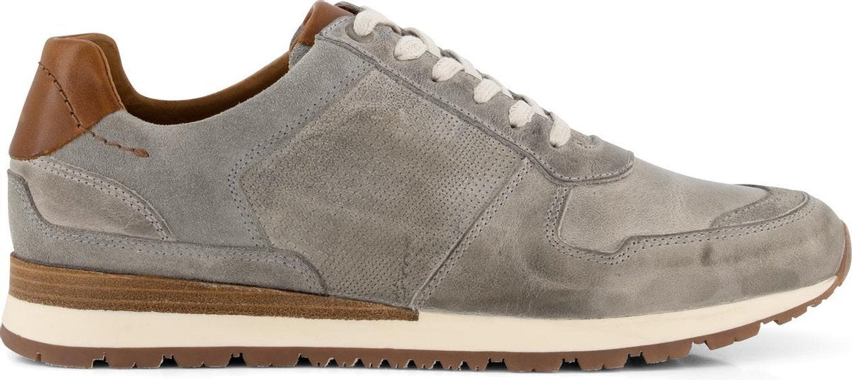 Travelin' Worcester - Casual leren herensneakers - Veterschoen - Grijs Leer - Maat 46