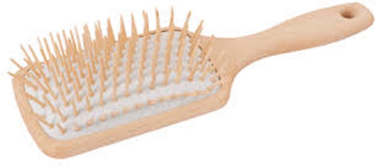 Haarborstel Rechthoekig met houten pins en handgreep 24 cm