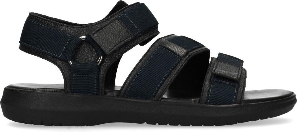 Manfield - Heren - Zwarte leren sandalen - Maat 45