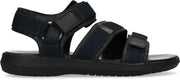 Manfield - Heren - Zwarte leren sandalen - Maat 45