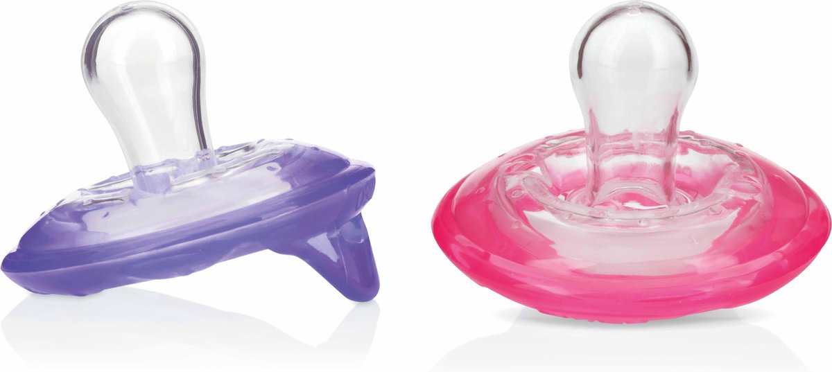 Nûby - 2 Natural Flex™ Cherry Fopspenen - Paars & Roze - 0-6m