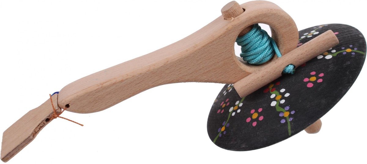 Mamatoyz Spinningtol Hout 16 Cm Zwart