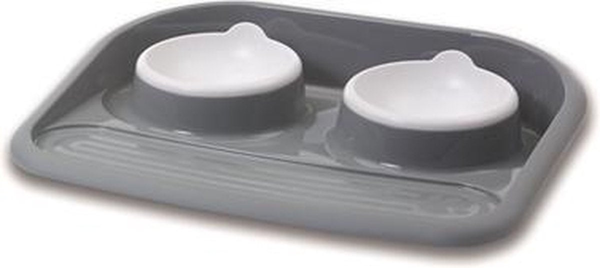 Savic butler voerbak en drinkbak met plateau en antislip voetjes - 2x300 ml - 1 stuks