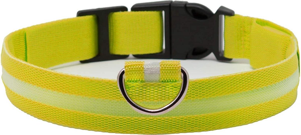 Led halsband - Lichtgevend - Veiligheid - Hond - Kat - Geel - XL - Pixypet