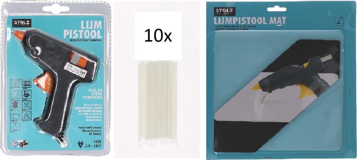 LijmPistool - Glue Gun - Hobby - Creatief - Lijmsticks - Lijm - Hot - knutselen - Crafts - lijmpistool+lijmpistool mat + lijmsticks 12 stuks - lijmpistool pakket - knutsel pakket -