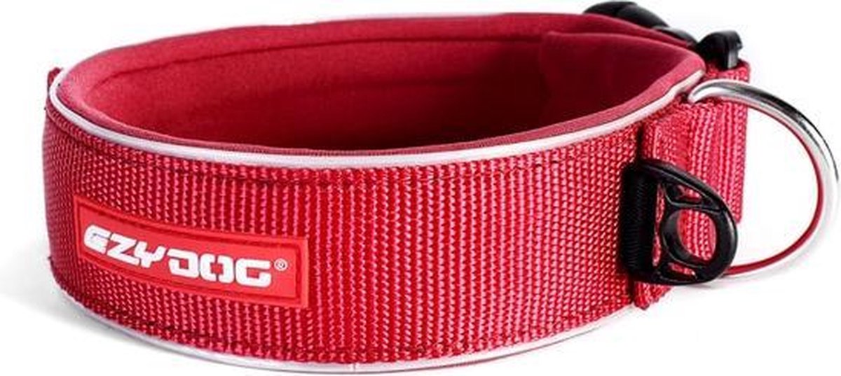 EzyDog Neo Wide - Brede Hondenhalsband (62-72cm) - Rood - 2XL