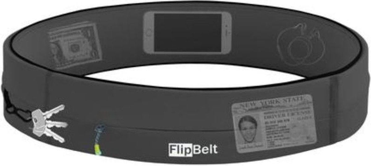 Flipbelt Zipper DonkerGrijs - Runningbelt - Hardloopriem - L