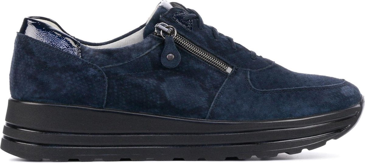 Waldlaufer Vrouwen Suède Slangenprint Lage sneakers / Damesschoenen 758004  - Blauw - Maat 38