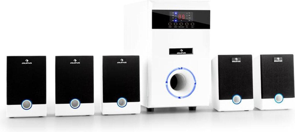 Auna 5.1-JW 5.1kanalen 95W Wit luidspreker set