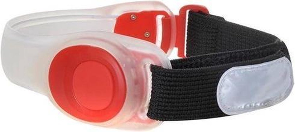LED Sportarmband hardlopen verstelbaar inclusief batterijen kleur rood