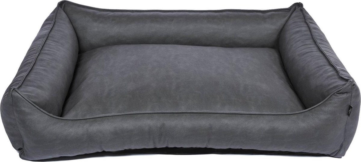 snObbs Buffalo XL Hondenmand - Hypoallergene Hondenbank - Makkelijk Schoon te Maken Hondenkussen – Lederlook Design Hondenbed – 130 x 105 x 28 - Grijs