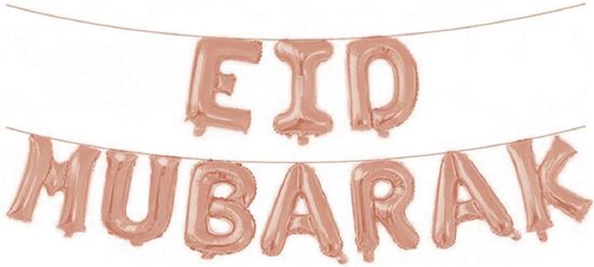 Folieballonnenset Suikerfeest Offerfeest 'Eid Mubarak' roségoud