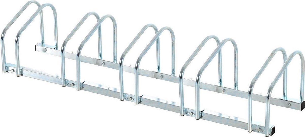 HOMCOM Fietsenrek voor 5 fietsen staal verzinkt 130 x 33 x 27cm
