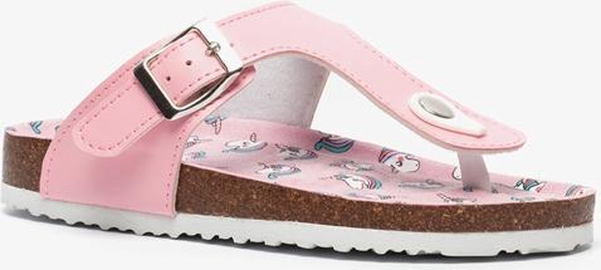 Bio meisjes teenslippers met unicorns - Roze - Maat 34