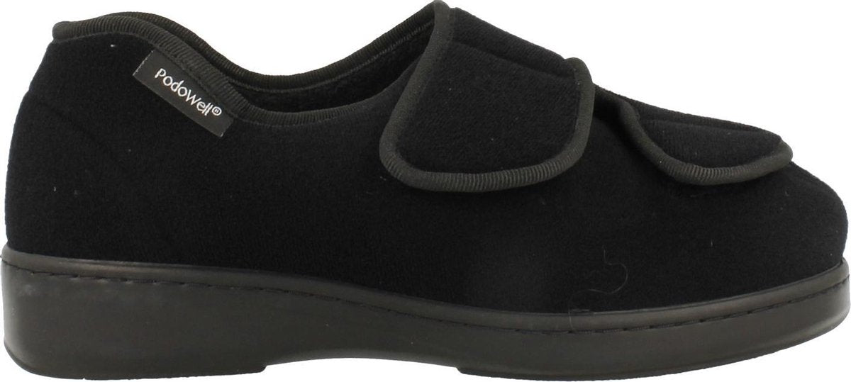 Podowell  Antibacterien Pantoffel Gesloten Dames/heren Athos Extra Breed/wijde Opening/ Wasbare Binnenzool/ Zorgpantoffel - Zwart | 36