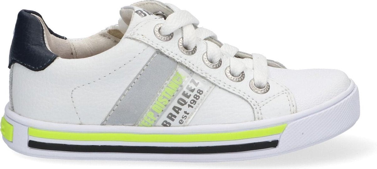 Braqeez Dicky Day Jongens Lage Sneakers - Wit - Leer - Veters