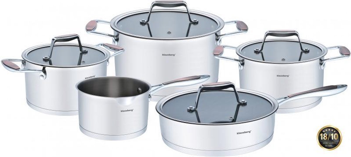 Klausberg 7229 pannenset - 9 delig - RVS - Alle warmtebronnen