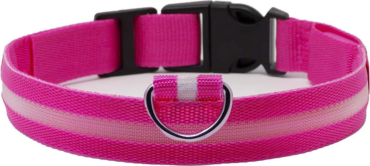 Led halsband - Lichtgevend - Veiligheid - Hond - Kat - Roze - XL - Pixypet
