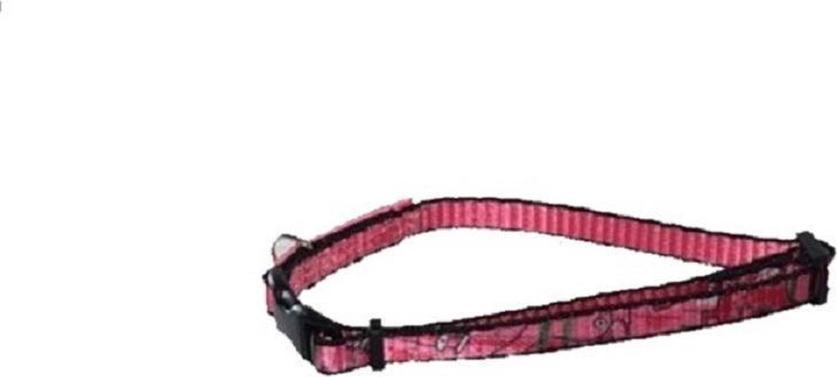 Hondenhalsbandje - Roze met tekening - XS - 1 cm x 22 > 34 cm