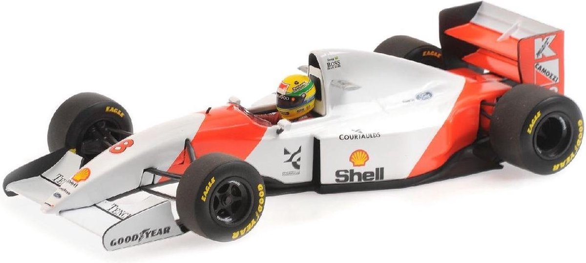 McLaren Ford MP 4/8 1993 (Wit) (12 cm) 1/43 MiniChamps Limited Edition - Modelauto - Schaalmodel - Model auto - Miniatuurautos - Miniatuur auto