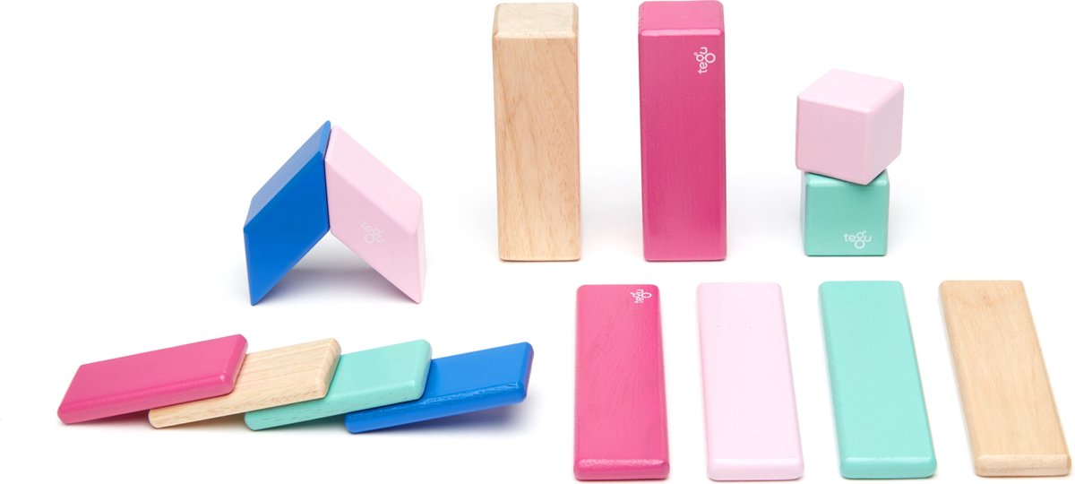 14 Piece Tegu Magnetic Wooden Block Set Blossom