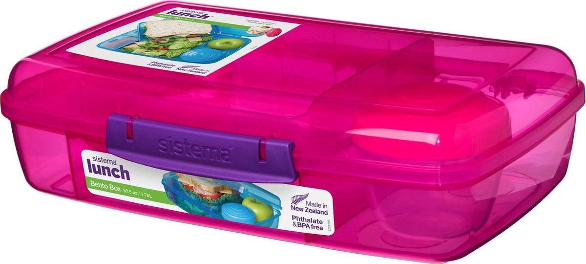 Sistema Bento Box 1.76L met Boterhamlade - Roze/Paars