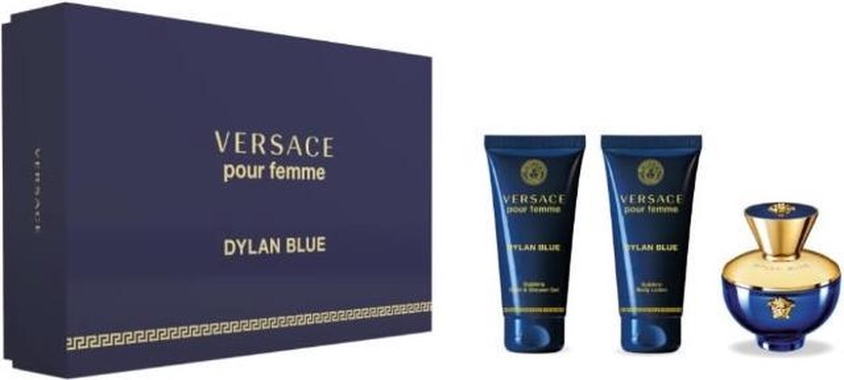 Versace Dylan Blue pour Femme Giftset - 50 ml eau de parfum spray + 50 ml showergel + 50 ml bodylotion - cadeauset voor dames