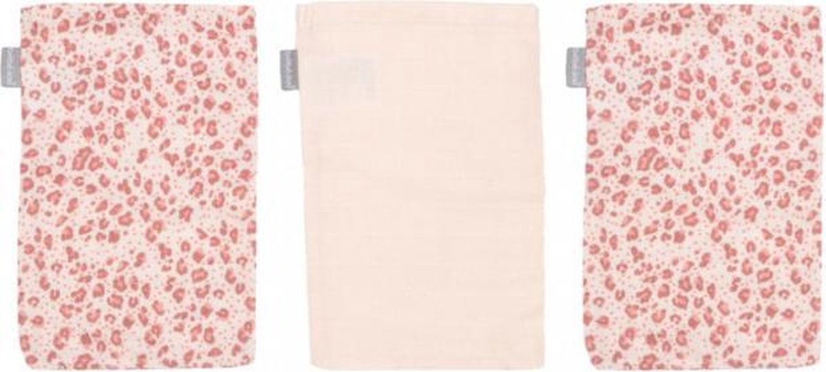 Bebe-Jou Leopard Hydrofiel Washand Pink 3 Stuks