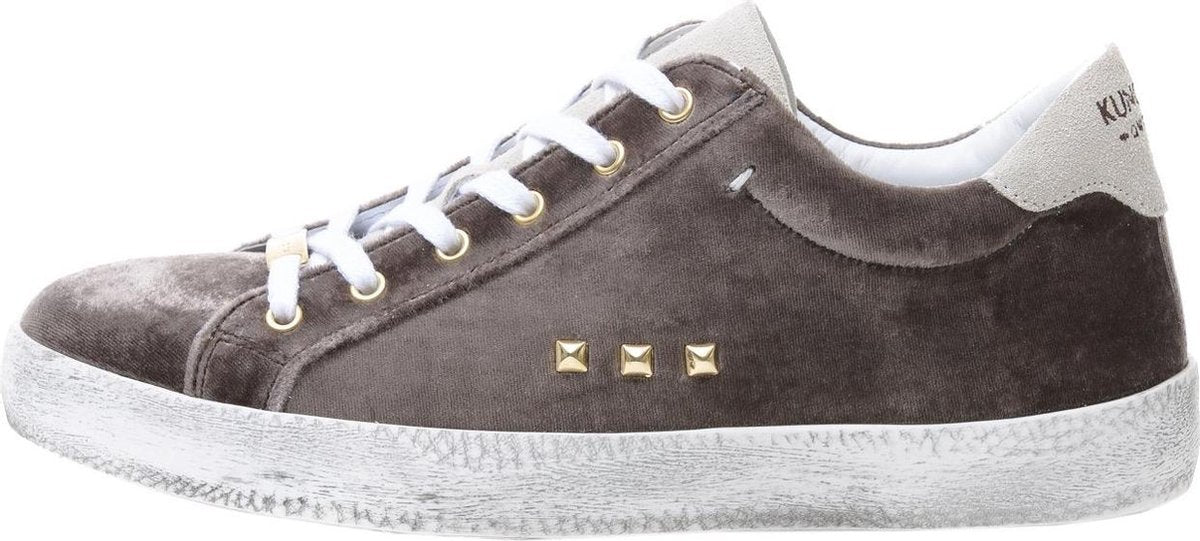 KUNOKA Alex velvet taupe - Sneakers Dames - maat 41 - Wit Taupe