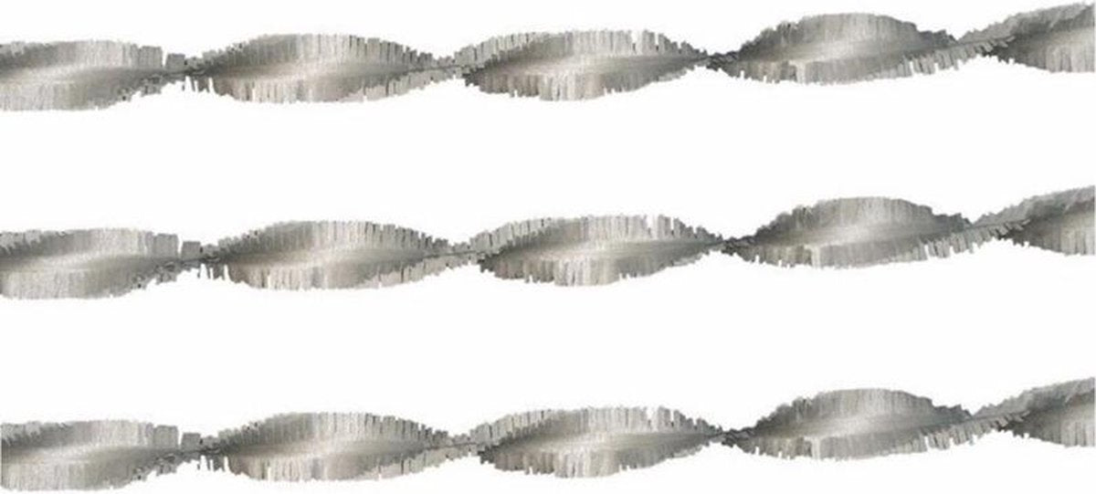 1x Crepe papier slingers zilver 6 meter - Zilveren feestdecoratie/feestversiering