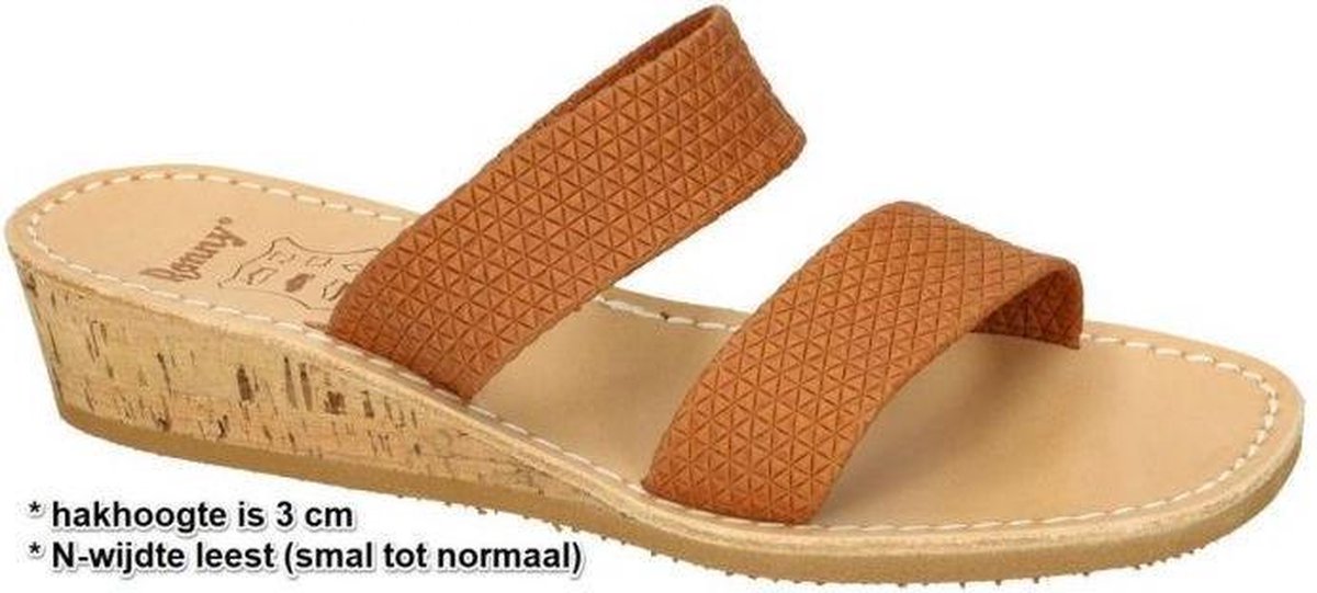 Ronny -Dames -  cognac/caramel - slippers & muiltjes - maat 39