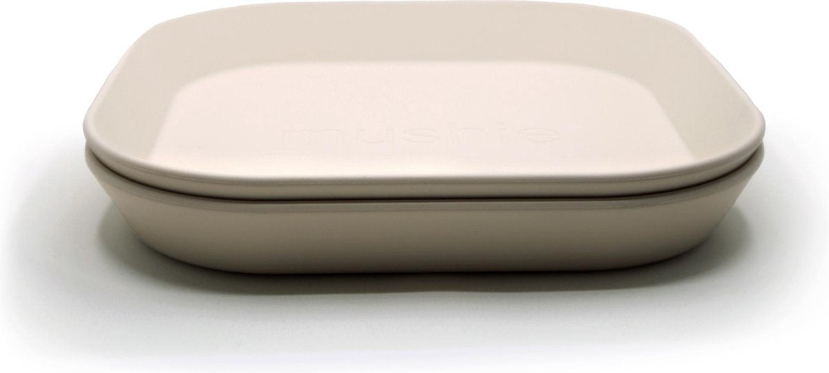 Mushie Bord Vierkant - Kleur Ivory - Set van 2 - Kinderservies
