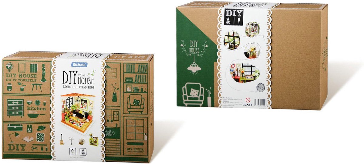 Robotime Locus' Woonkamer DG106 - Houten Modelbouw - Poppenhuis met LED licht - DIY