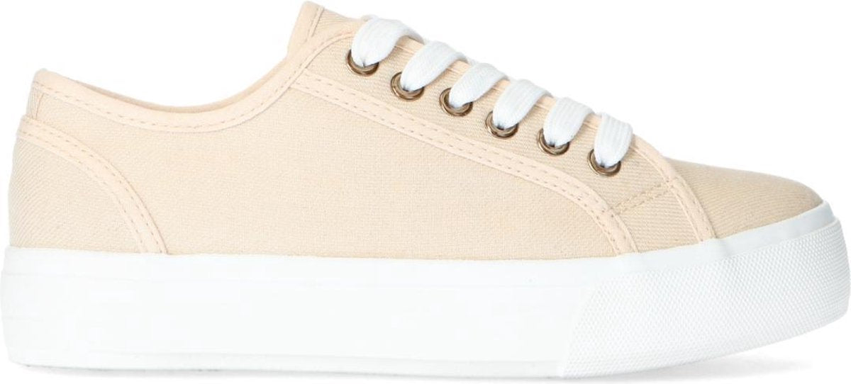 Manfield - Dames - Beige canvas sneakers - Maat 41