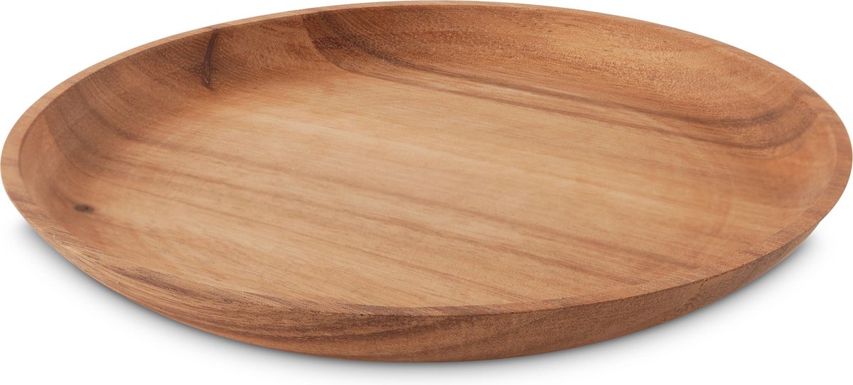 VTwonen - Houten Dienblad - Acacia Hout - Donker Bruin - Ø 20 cm