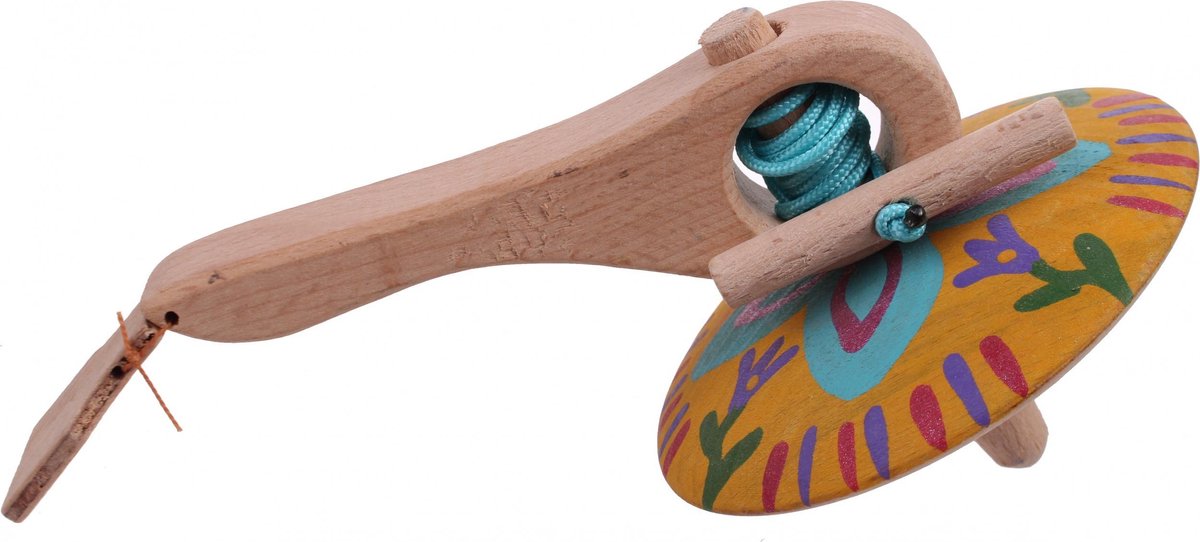 Mamatoyz Spinningtol Hout 16 Cm Geel