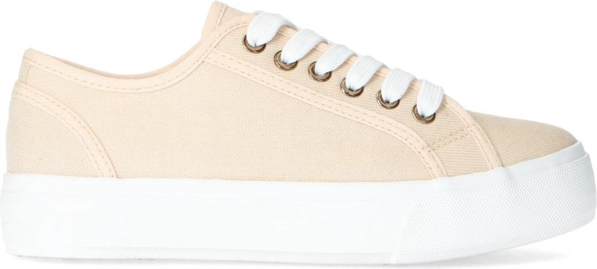 Manfield - Dames - Beige canvas sneakers - Maat 38